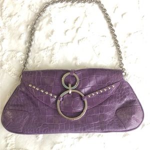 Charles David purple clutch purse with detachable chain strap